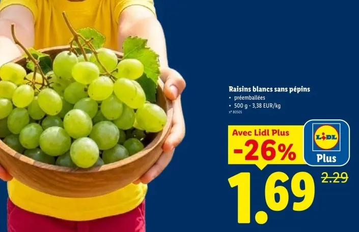 Offre: Raisins blancs sans pépins