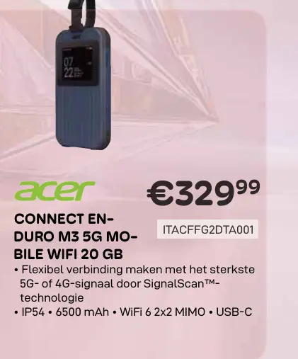 Promotie: Connect en-duro m3 5g mobile wifi 20 gb
