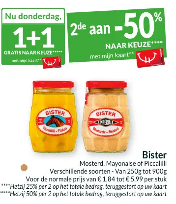 Aanbieding: Bister Mosterd, Mayonaise of Piccalilli