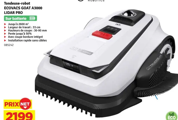 Offre: Tondeuse-robot ECOVACS GOAT A3000 LIDAR PRO