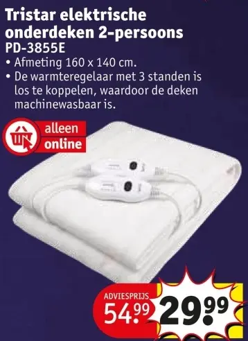 Aanbieding: elektrische onderdeken 2-persoons