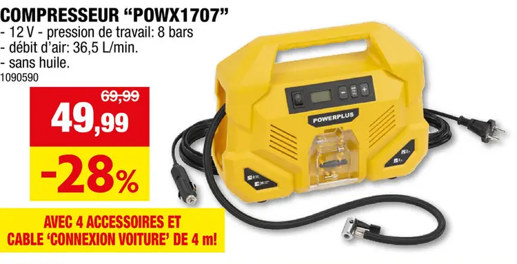 Offre: Powerplus POWX1707 compresseur 120W