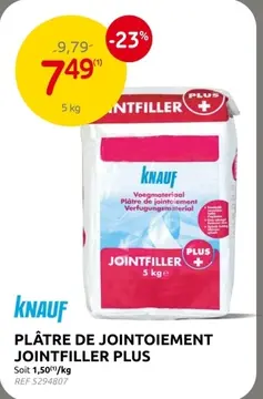 Offre: Plâtre de jointoiement jointfiller plus