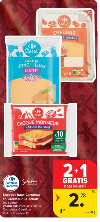 Promotie: Sneetjes kaas Carrefour en Carrefour Selectio