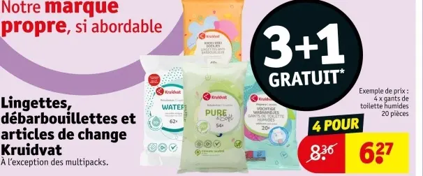 Offre: Lingettes, débarbouillettes et articles de change
