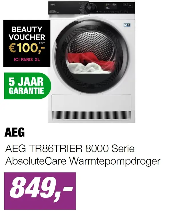 Aanbieding: AEG TR86TRIER 8000 Serie AbsoluteCare Warmtepompdroger
