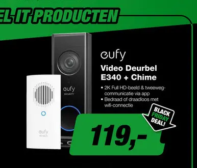 Aanbieding: Eufy Video Deurbel E340 + Chime