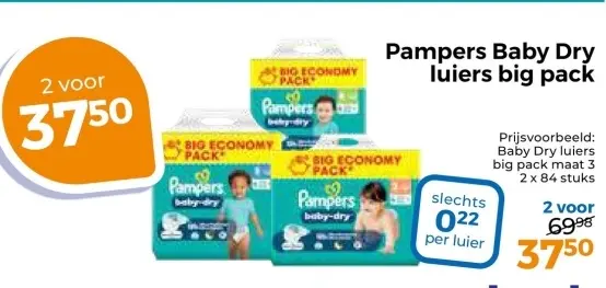 Aanbieding: Pampers Baby Dry luiers big pack
