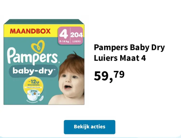 Aanbieding: Pampers Baby Dry Luiers Maat 4