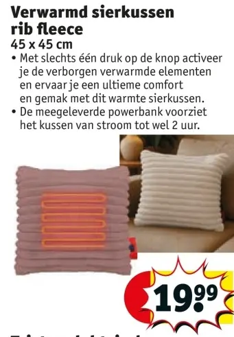 Aanbieding: Verwarmd sierkussen rib fleece