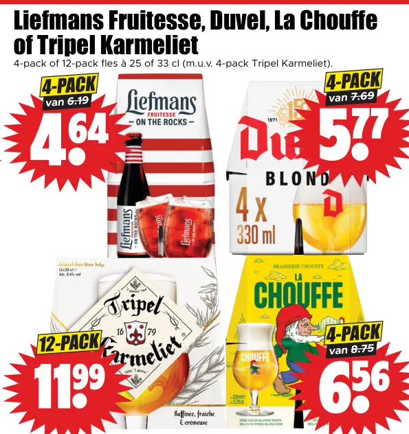 Aanbieding: Liefmans Fruitesse, Duvel, La Chouffe of Tripel Karmeliet