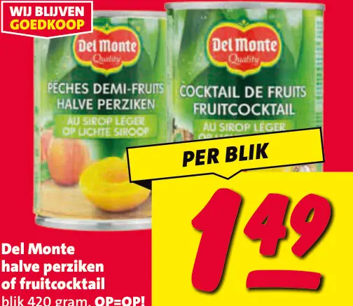 Aanbieding: Halve perziken of fruitcocktail