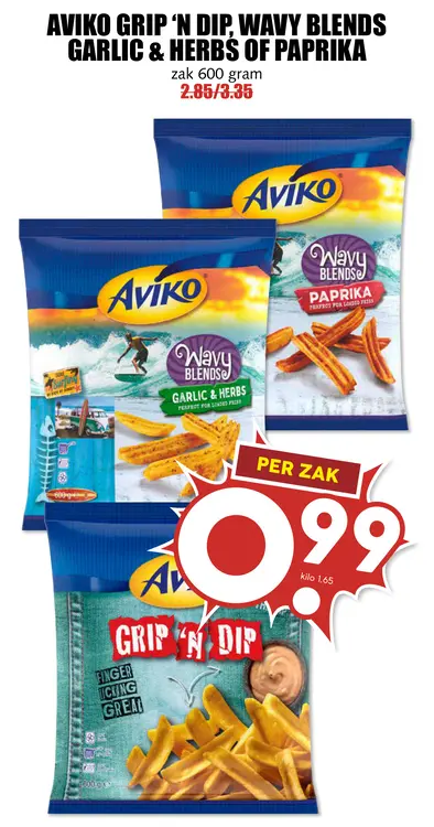 Aanbieding: Aviko Grip 'n Dip, Wavy Blends Garlic & Herbs of Paprika