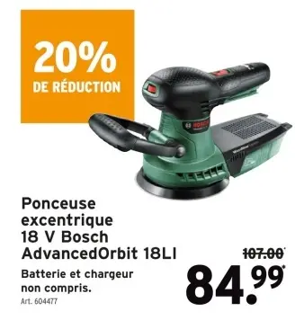 Offre: Ponceuse excentrique 18 V Bosch AdvancedOrbit