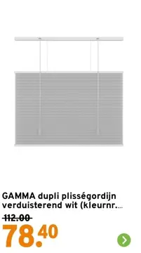 Aanbieding: GAMMA dupli plisségordijn verduisterend wit