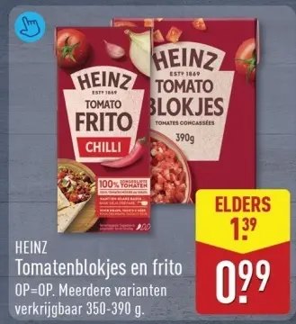 Aanbieding: Tomatenblokjes en frito