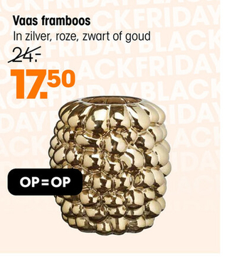 Aanbieding: Vaas Framboos Goud