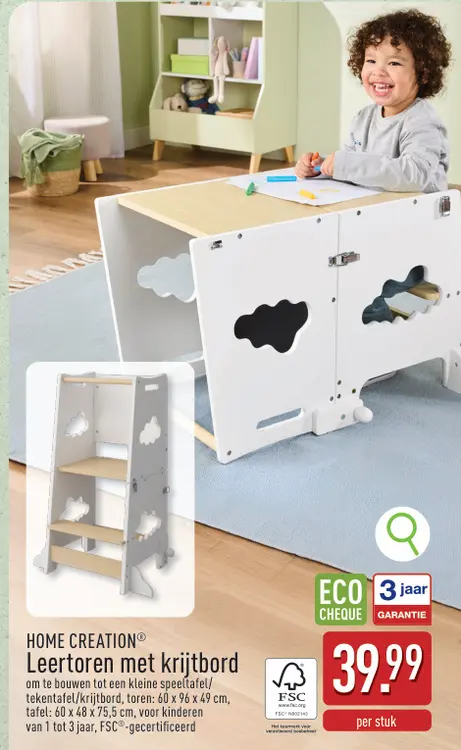 Promotie: HOME CREATION® Leertoren met krijtbord