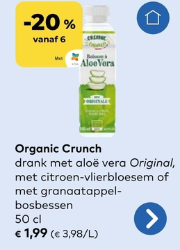 Aanbieding: Organic Crunch drank met aloë vera Original ,