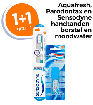 Aanbieding: Aquafresh, Parodontax en Sensodyne handtandenborstel en mondwater