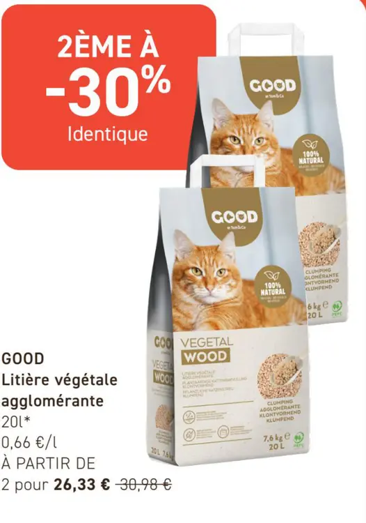 Offre: GOOD Litière végétale agglomérante