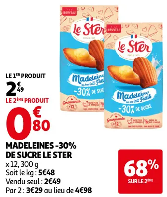 Promotie: Madeleines -30% de sucre