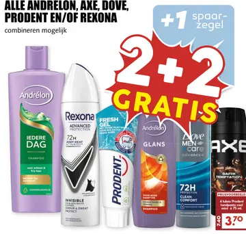 Aanbieding: Alle ANDRELON, AXE, DOVE, PRODENT en/of REXON
