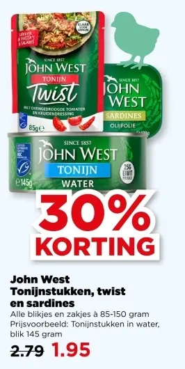 Aanbieding: Tonijnstukken, twist en sardines