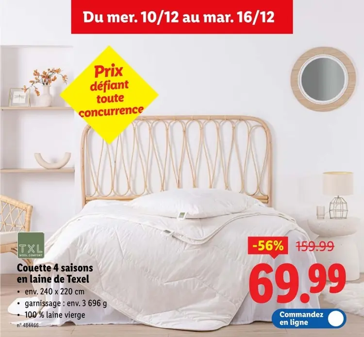 Offre: Couette 4 saisons en laine de Texel