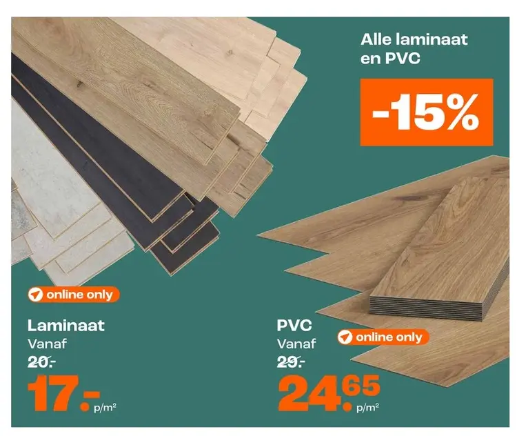 Promotie: Alle laminaat en PVC