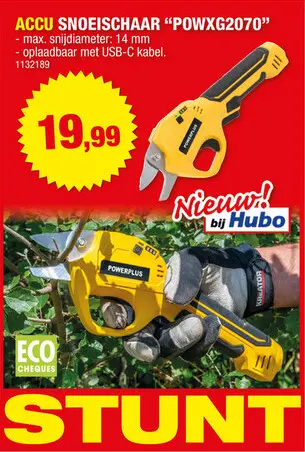 Promotie: Powerplus POWXG2070 draadloze snoeischaar 4V Li-Ion 14mm + lader