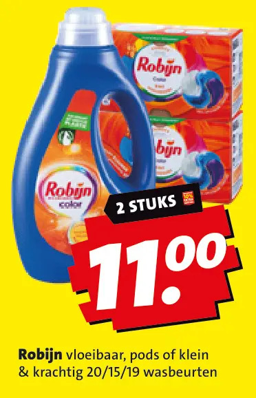 Aanbieding: Robijn vloeibaar, pods of klein & krachtig