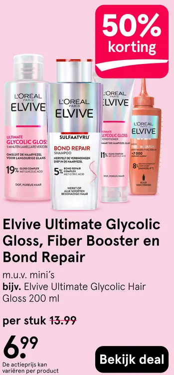 Aanbieding: Elvive Ultimate Glycolic Gloss, Fiber Booster en Bond Repair