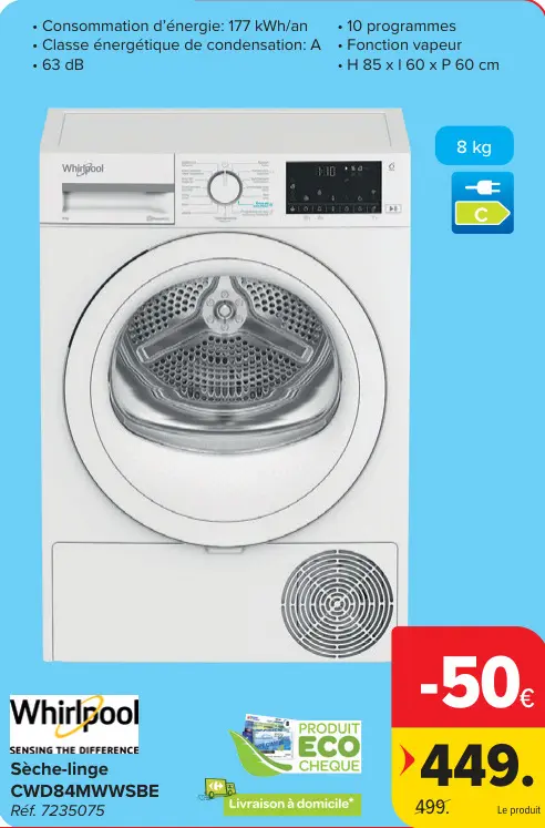 Offre: Sèche-linge CWD84MWWSBE