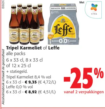 Aanbieding: Tripel Karmeliet of Leffe