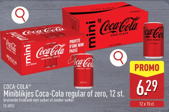 Promotie: Miniblikjes Coca-Cola regular of zero