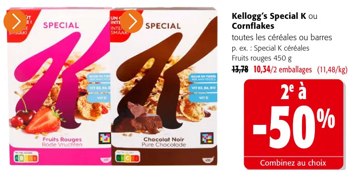 Offre: Kellogg's Special K ou Cornflakes