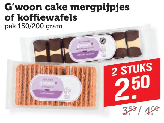 Aanbieding: cake mergpijpjes of koffiewafels