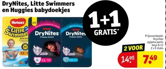 Aanbieding: DryNites, Little Swimmers en Huggies babydoekjes