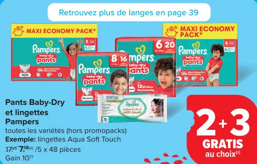 Offre: Pants Baby-Dry et lingettes