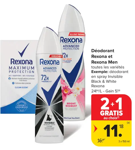 Offre: Déodorant Rexona et Rexona Men