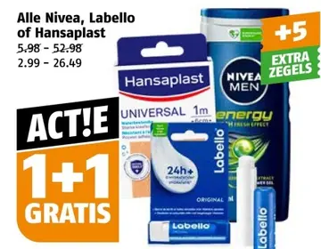 Aanbieding: Alle Nivea, Labello of Hansaplast