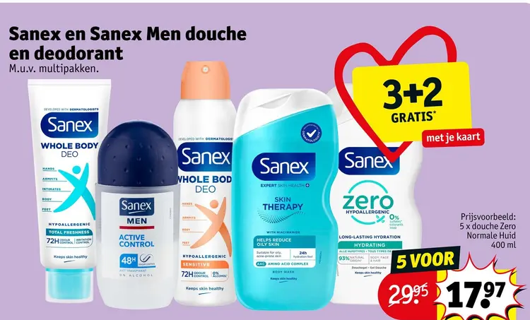 Promotie: Sanex en Sanex Men douche en deodorant