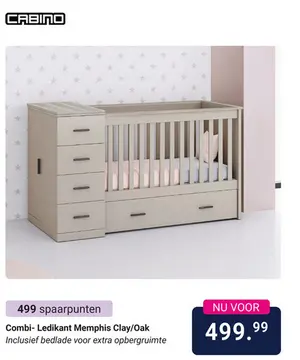 Aanbieding: Combi- Ledikant Cabino Memphis Clay/Oak