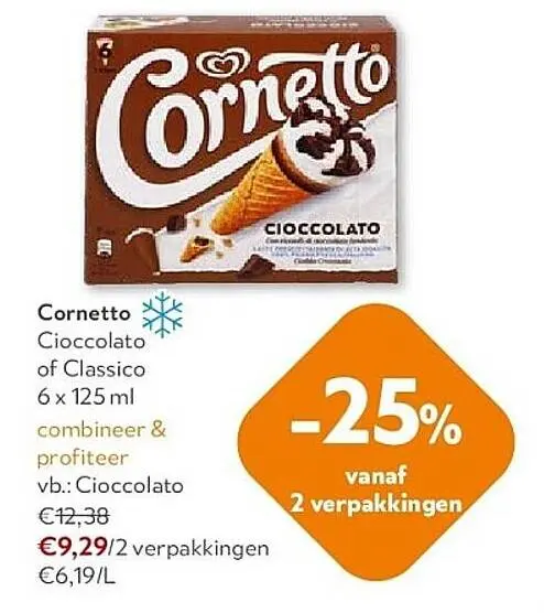 Promotie: Cornetto Cioccolato of Classico