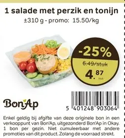 Promotie: salade met perzik en tonijn