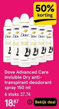 Aanbieding: Advanced Care Invisible Dry anti-transpirant deodorant spray 150 ml