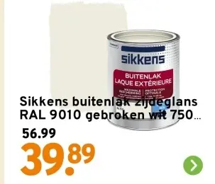Aanbieding: Buitenlak zijdeglans RAL 9010 gebroken wit
