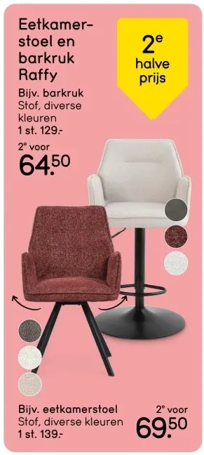 Aanbieding: Eetkamerstoel en barkruk Raffy