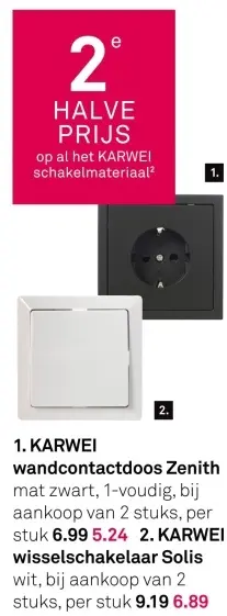 Aanbieding: Wandcontactdoos Zenith of wisselschakelaar Solis